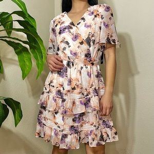 Simply Vera Wang Floral Ruffled Dress NWT